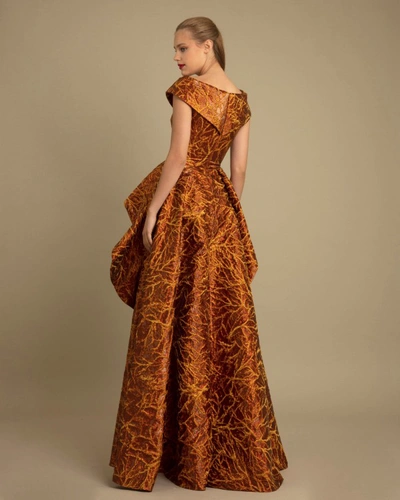Shop Gemy Maalouf Overlapped Neckline Dress - Long Dresses In Brown