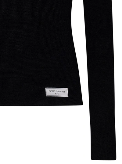 Shop Balmain Black Merino Wool Roll Neck Sweater