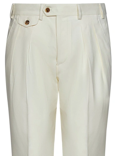 Shop Lardini White Stretch Wool Fabric Chino Trousers