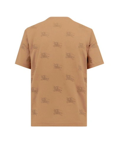Shop Burberry Equestrian Knight Embroidery Biologic Cotton T-shirt In Brown