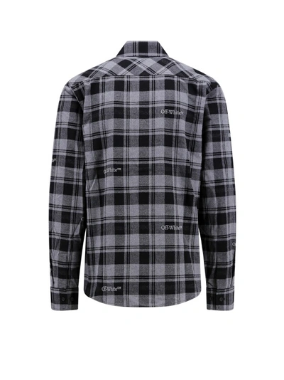 Shop Off-white Cotton Shirt With Check Motif In Black