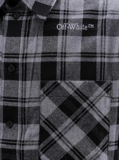 Shop Off-white Cotton Shirt With Check Motif In Black