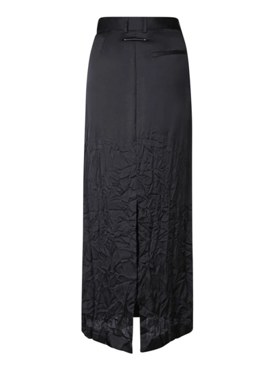 Shop Mm6 Maison Margiela Crinkled Hem Midi Skirt In Black