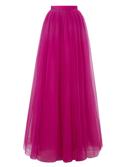 Shop Gemy Maalouf Pleated Tulle Skirt - Long Skirts In Pink
