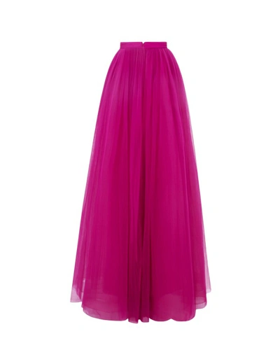 Shop Gemy Maalouf Pleated Tulle Skirt - Long Skirts In Pink
