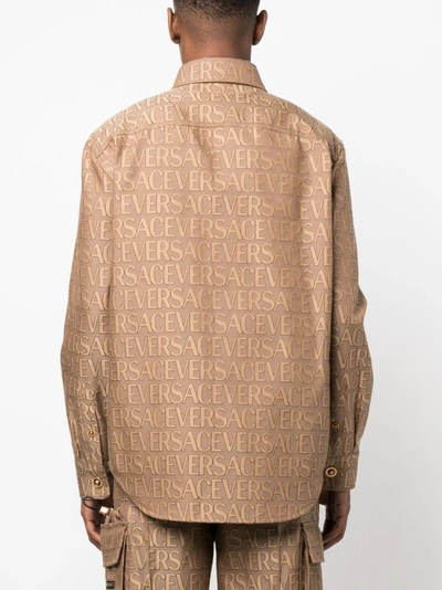Shop Versace Buttons-up Brown Jacket