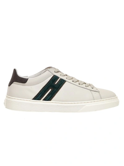 Shop Hogan Cassette Sneakers In White H Green Leather