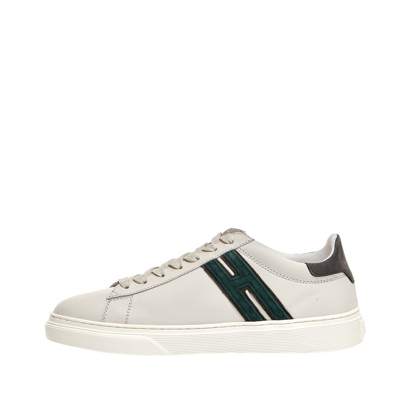 Shop Hogan Cassette Sneakers In White H Green Leather