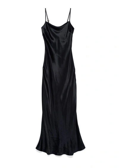 Shop Aeron Chaplin - Satin Evening Dress In Black