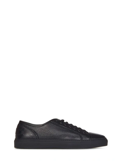 Shop Brioni Black Leather Sneakers