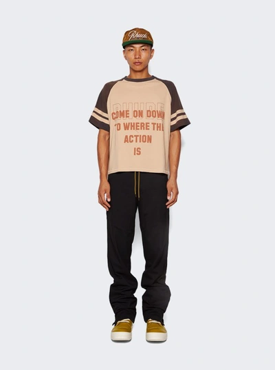 Shop Rhude Action Short Sleeve Raglan T-shirt In Brown