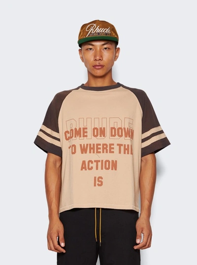 Shop Rhude Action Short Sleeve Raglan T-shirt In Brown