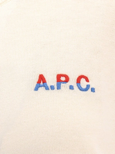 Shop Apc Cotton Sweater With Logo In Neutrals