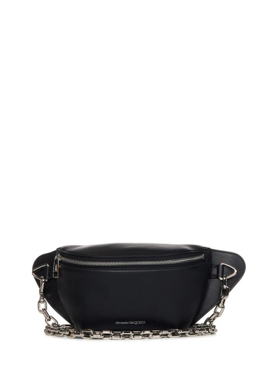 Shop Alexander Mcqueen Black Calf Leather Belt Bag