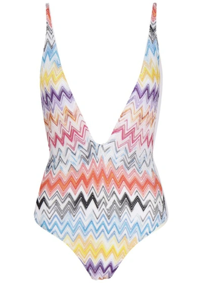 Shop Missoni One-piece Swimsuit In Multicolor