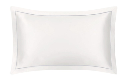 Shop Mayfairsilk Ivory Oxford Pure Silk Pillowcase - Grey Piping In White