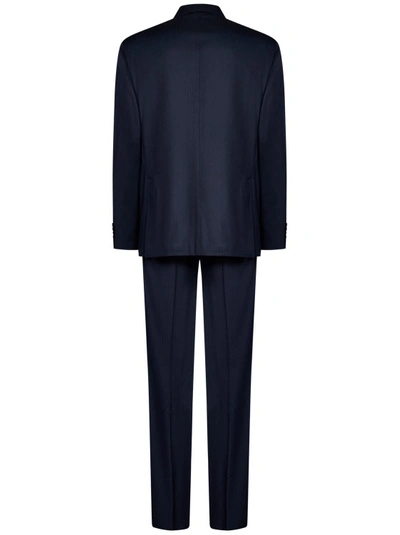 Shop Lardini Blue Wool/silk Blend Suit