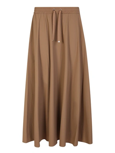 Shop Herno Brown Strech Nylon Long Skirt