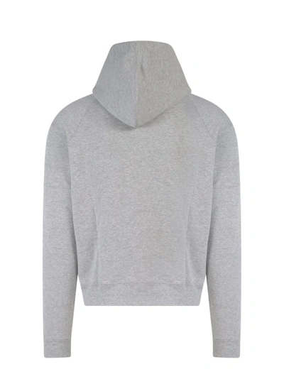 Shop Saint Laurent Cotton Sweatshirt With Embroidered Logo In Grey