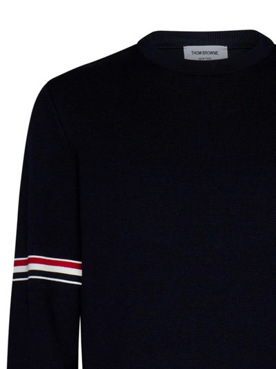 Shop Thom Browne Blue Cotton Sweater