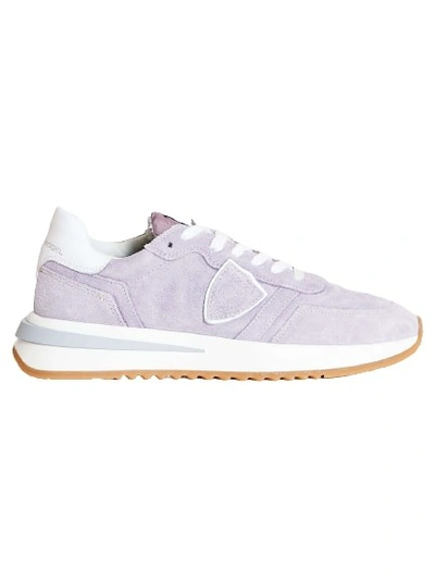 Shop Philippe Model Lilac Suede Running Sneakers In Purple