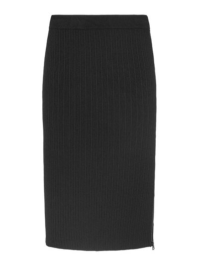 Shop Tom Ford Ribbed Silk Blend Skirt In Black