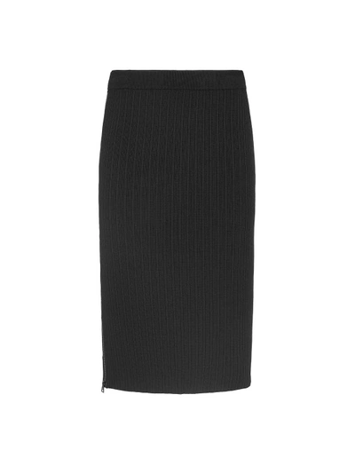 Shop Tom Ford Ribbed Silk Blend Skirt In Black