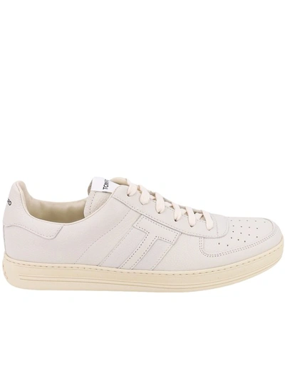 Shop Tom Ford Leather Sneakers In Neutrals