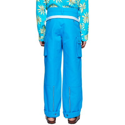Shop Jacquemus Giardino Cotton Trousers In Blue