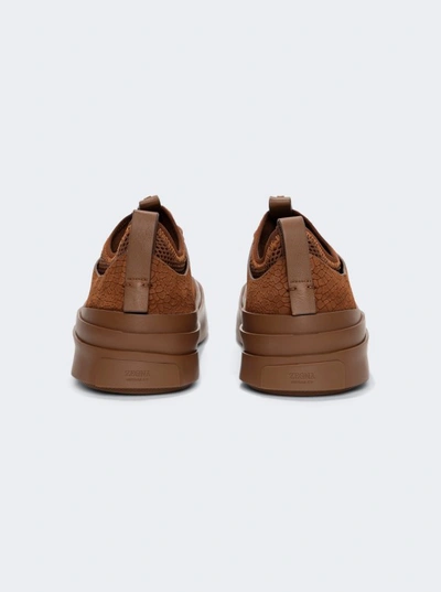 Shop Zegna Triple Stitch Mr. Bailey Sneakers In Brown
