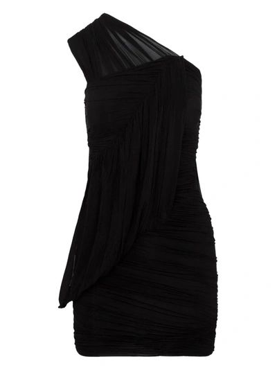 Shop Rick Owens Edfu One-shoulder Mini Dress In Black