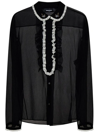 Shop Dsquared2 Black Silk Shirt