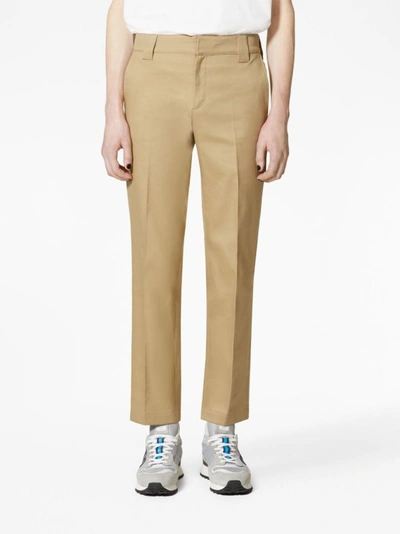 Shop Valentino Beige Straight-leg Trousers In Brown
