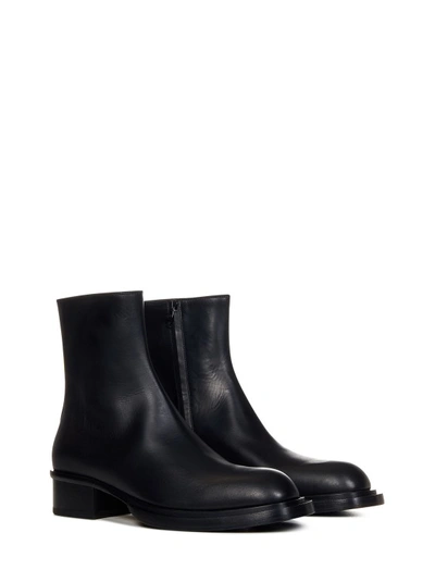 Shop Alexander Mcqueen Cuban Calf Leather Ankle Boots In Black