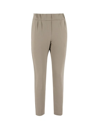 Shop Le Tricot Perugia Taupe Viscose Trousers In Grey