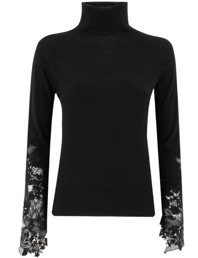Shop Ermanno Scervino Virgin Wool Turtleneck Sweater In Black