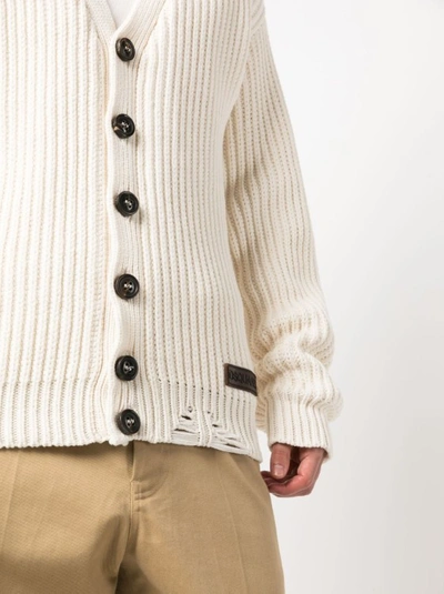 Shop Dsquared2 White Ribbed Cardigan