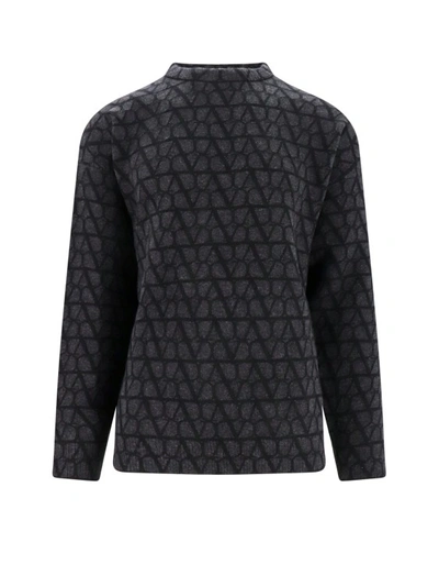Shop Valentino Wool Sweater With Toile Iconogrphe Motif In Grey