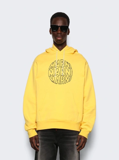 Shop Marni Yellow Hooded Sweatshirt