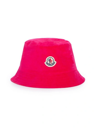 Shop Moncler Pink Terry Bucket Hat