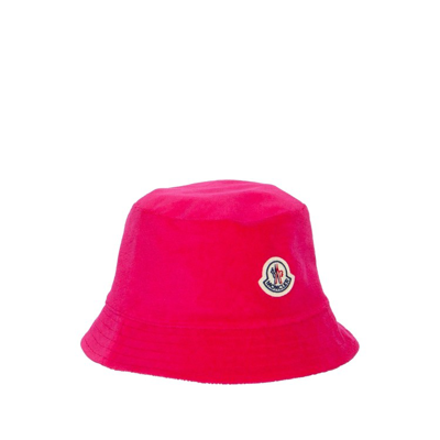Shop Moncler Pink Terry Bucket Hat