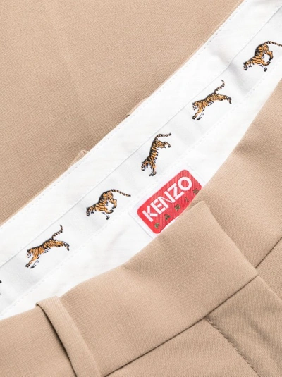 Shop Kenzo Beige Wool Trousers In Neutrals