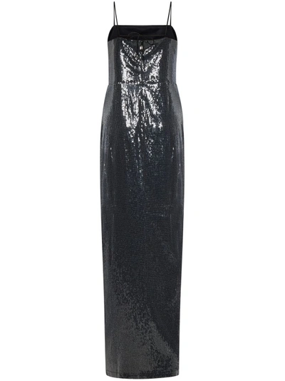 Shop Rotate Birger Christensen All-over Embroidered Sequins Dress In Black