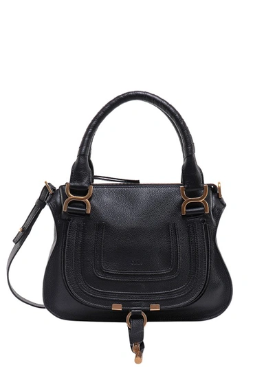 Shop Chloé Marcie Small Leather Handbag With Removable Shoulder Strap In Black