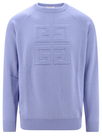 Shop Givenchy Cashmere Sweater With Frontal 4g Motif In Blue