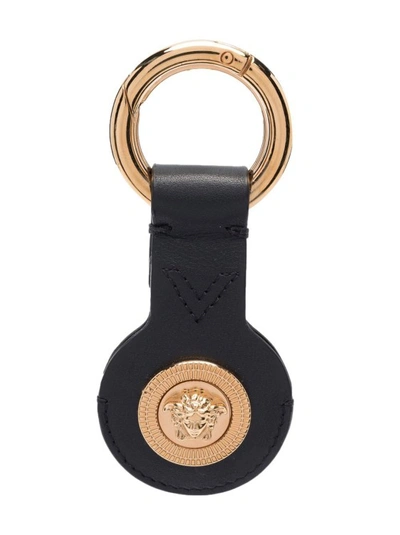 Shop Versace Black Keychain With Golden Hardware