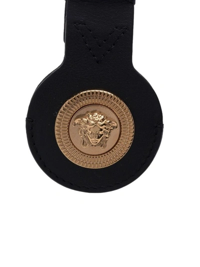 Shop Versace Black Keychain With Golden Hardware