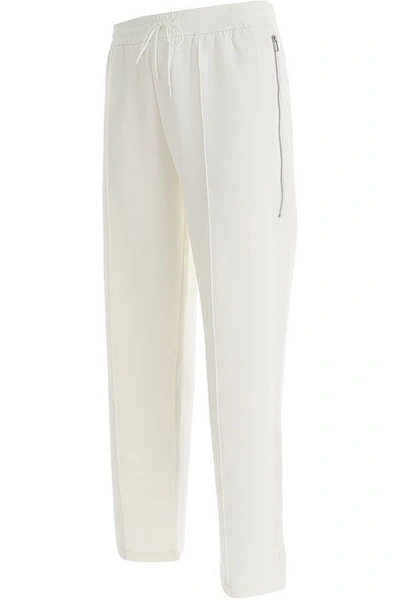 Shop Emporio Armani Drawstring White Sweatpants