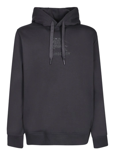 Shop Burberry Black Hoodie With Embroidered Equestrian Knight Logo