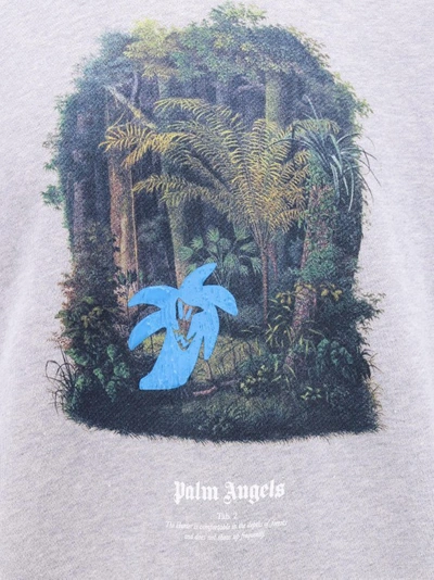 Shop Palm Angels Hunting In The Forest Print Organic Cotton Sweatshirt In Grey